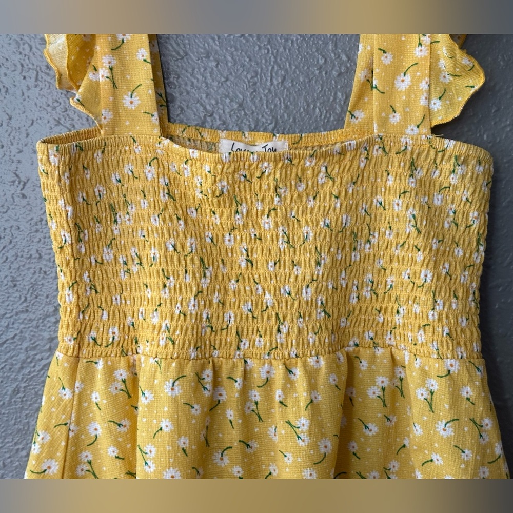 Love + Joy Yellow Ruffled Sleeve Daisy Summer Top Size S" NWOT Juniors Tank Top - Picture 3 of 11